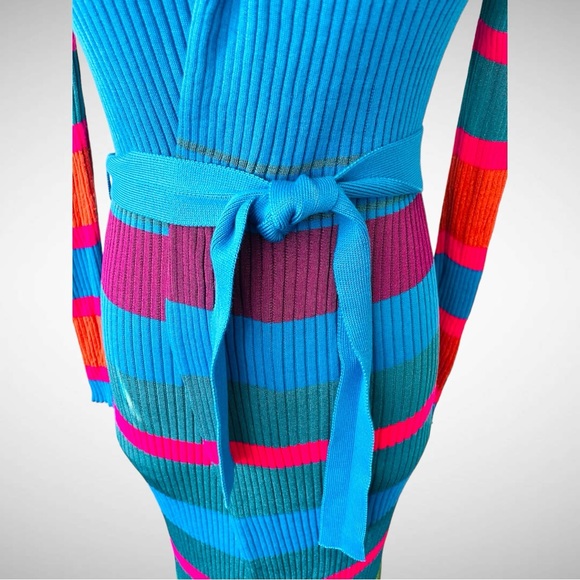 ETRO KNIT MULTICOLOR MAXI BELTED CARDI-COAT SWEATER SIZE 38 - Picture 8 of 16